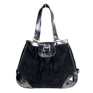 Timi & Leslie BLACK GENUINE LEATHER SUEDE BOHO TOTE SHOULDER BAG HANDBAG PURSE